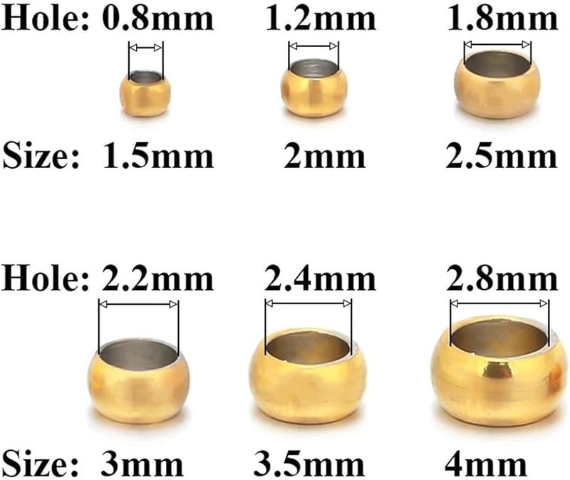 Gold 100pcs 1 5mm Stainless Steel Crimp Beads Jewelry Making Supplies For Bracelet Necklace Earring DIY - Image 2